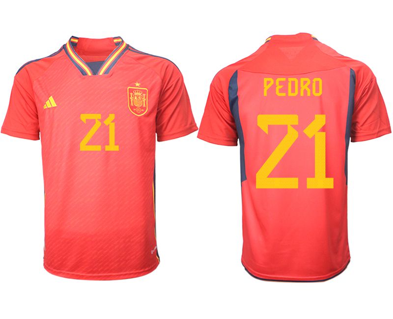 Men 2022 World Cup National Team Spain home aaa version red 21 Soccer Jerseys